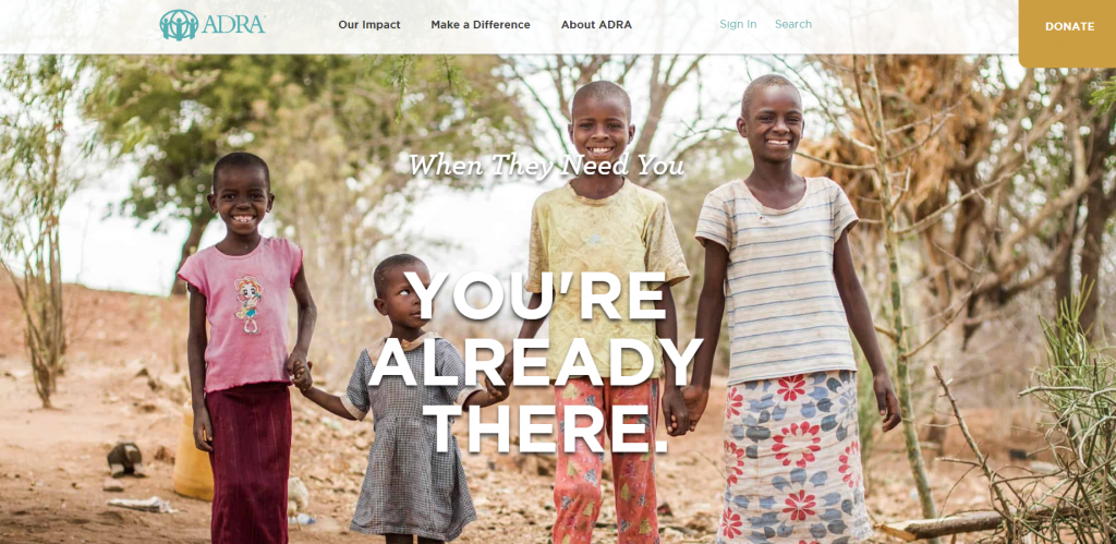 adra website frontpage